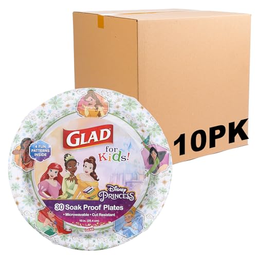 Disney Princess Paper Plates - 10 Inch, 30 Count, Sturdy & Microwave Safe