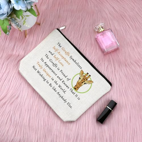 Sfodiary Giraffe Makeup Bag - Linen Cosmetic Pouch & Inspirational Gift