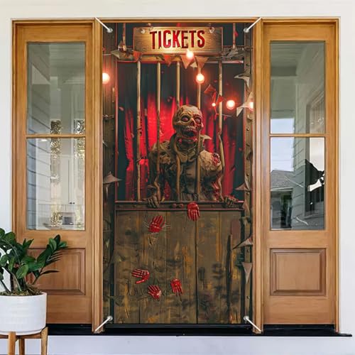 BlissYard Halloween Zombie Booth Door Cover 35x71 Inch Polyester