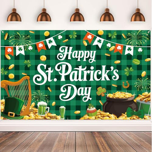St. Patrick's Day Backdrop Banner 72x43 Inch Irish Party Decoration