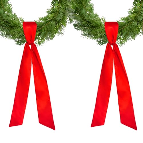 Red Wreath Sash 59 Inch DIY Embroidery Bouquet Sash for Front Door Decor 2Pcs