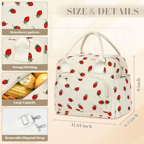 WOPIPAL Insulated Lunch Bag - Large Capacity Leakproof Tote, Straps Red