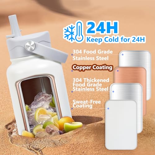 EIPOSAU 32 oz Insulated Stainless Steel Water Bottle, Off-White