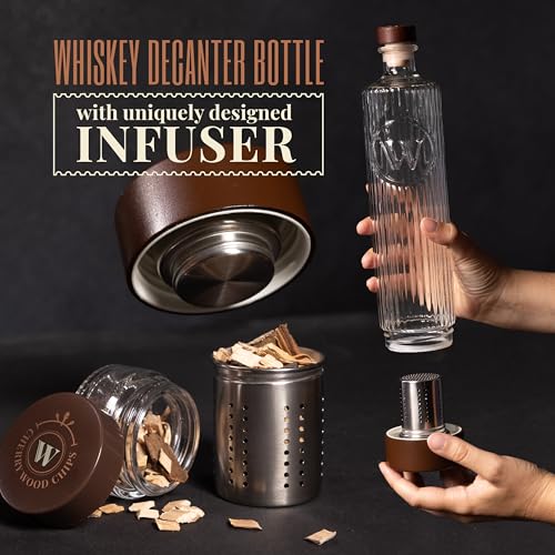 Orange Whiskey Decanter Gift Set for Men - Infusion Kit & Home Bar Accessory