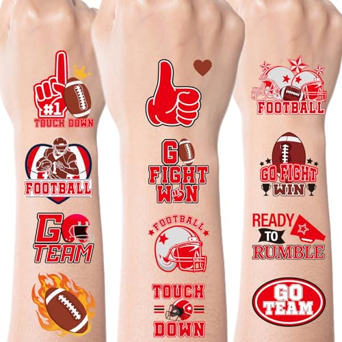Red Team Spirit Glitter Temporary Tattoos - 180 Pcs