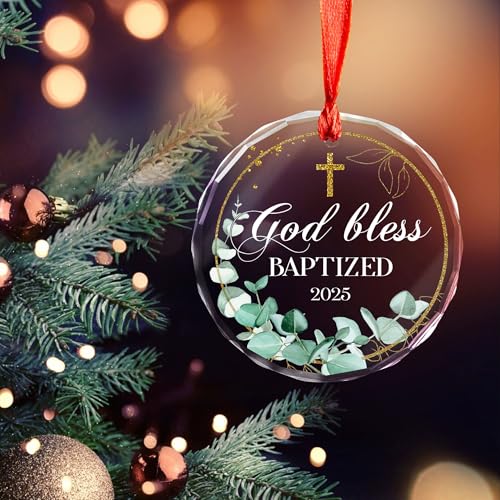 Brevnex God Bless Baptized 2025 Ornament Cross Christening Gift