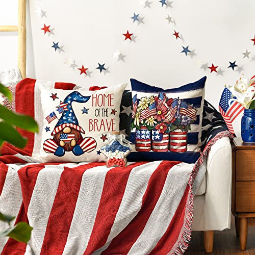AVOIN colorlife 4th of July Patriotic Throw Pillow Covers, 18x18, Set of 4