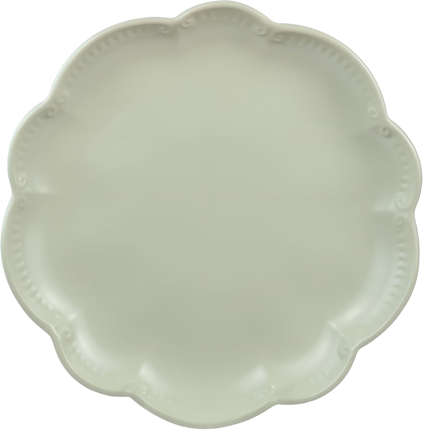 Sango 12-Piece Scalloped Dinnerware Set - Sage Green Ceramic Dishes for 4 | Chip Resistant & Dishwasher Safe