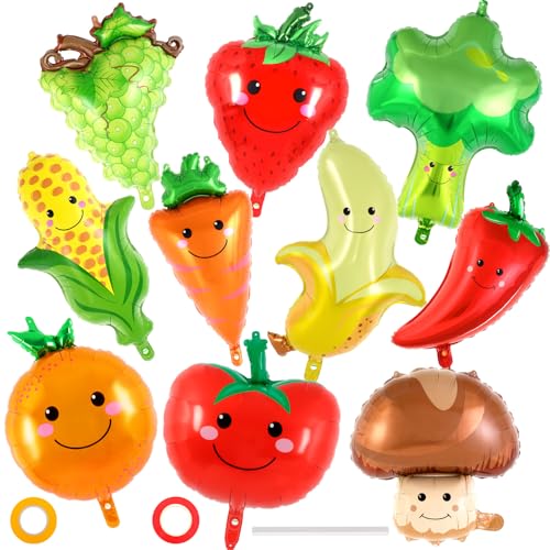 10 Pcs Fruit and Vegetable Foil Balloon Set for Party Decorations