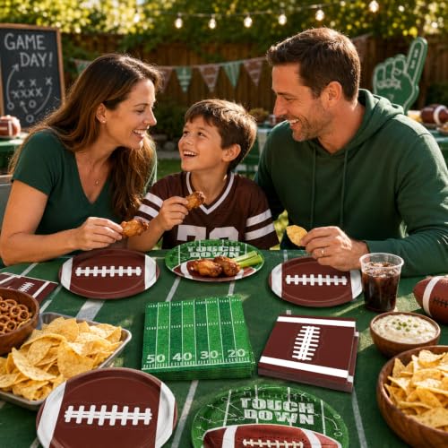 48-Piece Football Party Plates and Napkins Set for Game Day Birthday