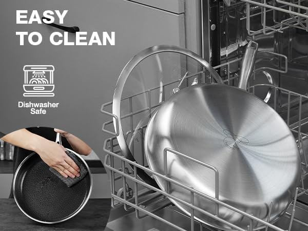 PekGema 10-Inch Hybrid Nonstick Frying Pan - 5-Ply Stainless Steel, PFAS-Free, Oven-Safe to 500°F