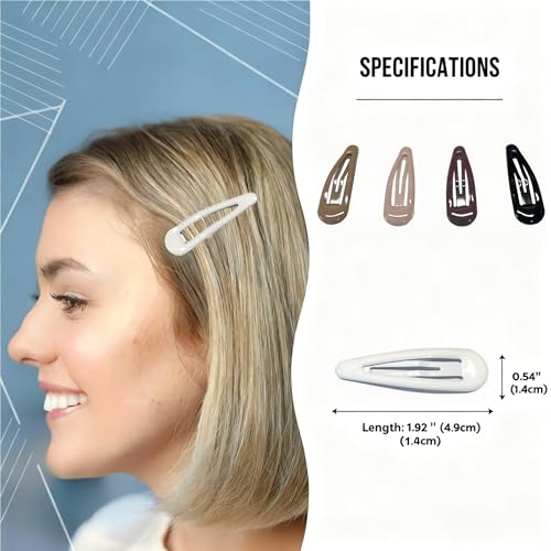 Water Drop Snap Hair Clips 25-Pack Non-Slip Metal Barrettes with Storage Box