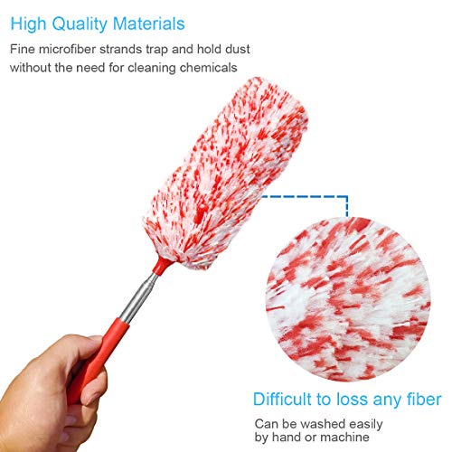Tonmp 4-Piece Extendable Microfiber Duster Set with Bendable Heads