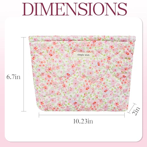 Quilted Cotton Makeup Bag Puffy Cosmetic Pouch Travel Toiletry Organizer