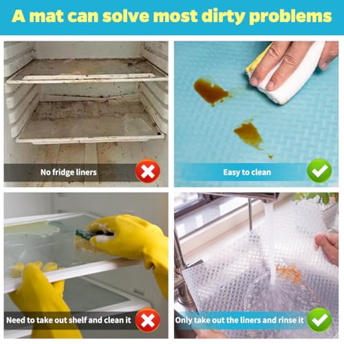 Bloss Refrigerator Shelf Liners - Clear Grid, 12" x 78" Washable EVA Mats
