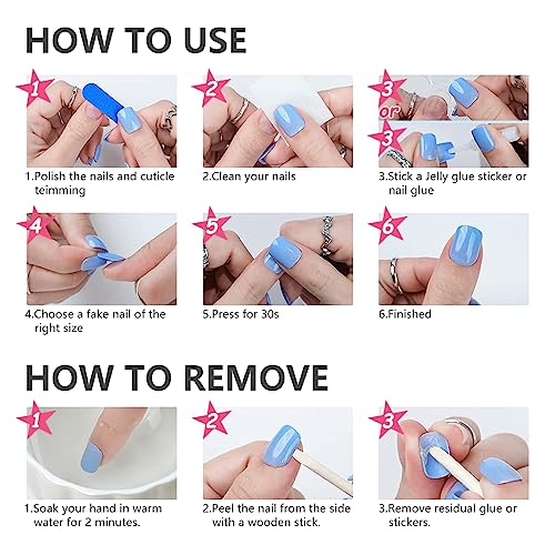 Blue 3D Starfish & Pearl Flower Almond Press on Nails (24 Pcs)