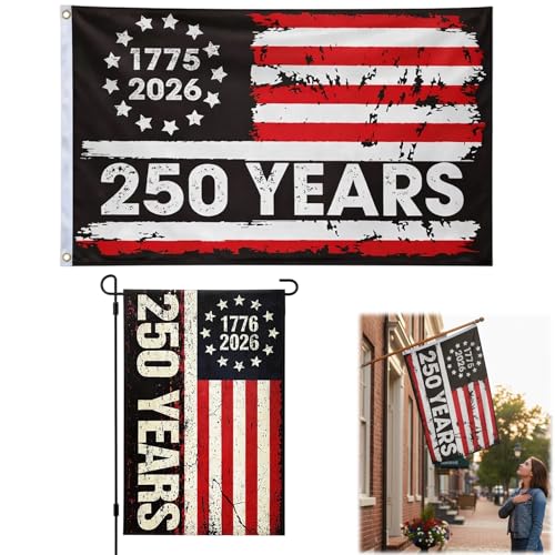 250th Anniversary Flag Set - Large & Garden Flags for Patriotic Events