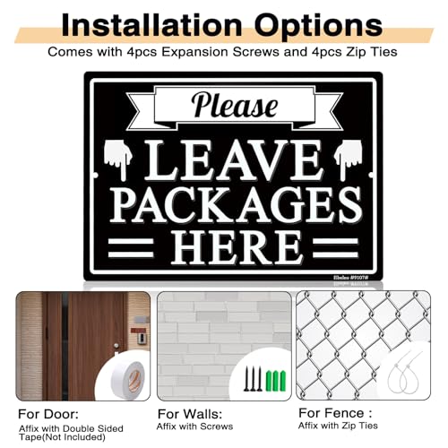 Ebeleo Please Leave Packages Here Sign - 12x8 Inch Rust-Proof Aluminum (2 Pack)