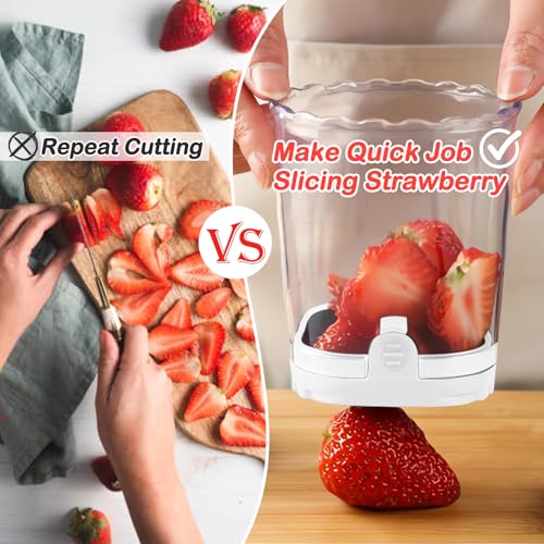 COKSDUPID White Strawberry Slicer - 8-Blade Detachable Cutter