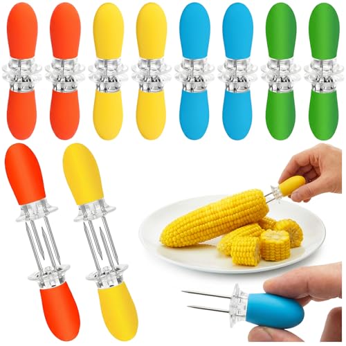 20Pcs Corn Cob Holders, Stainless Steel Corn Forks with Silicone Handles