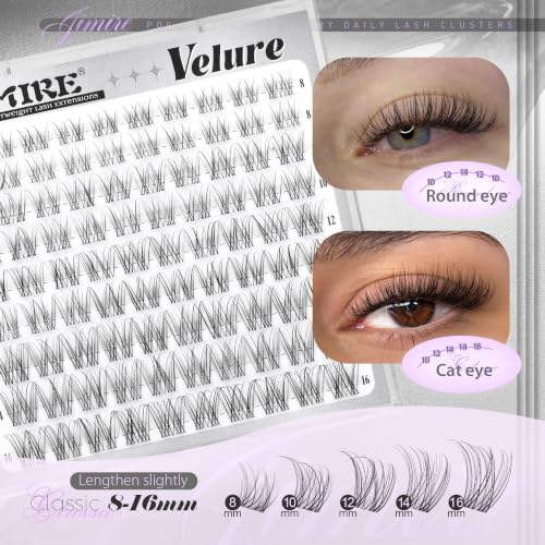 JIMIRE Wispy Lash Clusters Natural Individual Eyelash Extensions D Curl