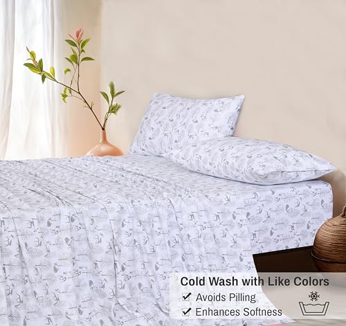 Reindeer Rush Organic Cotton Flannel Bed Sheet Set Full Size