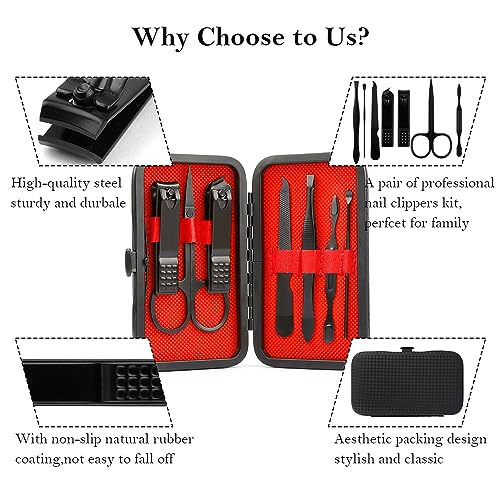 QEYMN Stainless Steel Manicure Set & Grooming Kit - 7-Piece Nail Care Tool
