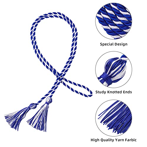Royal Blue and White Graduation Honor Cords - 68" Durable Tassel