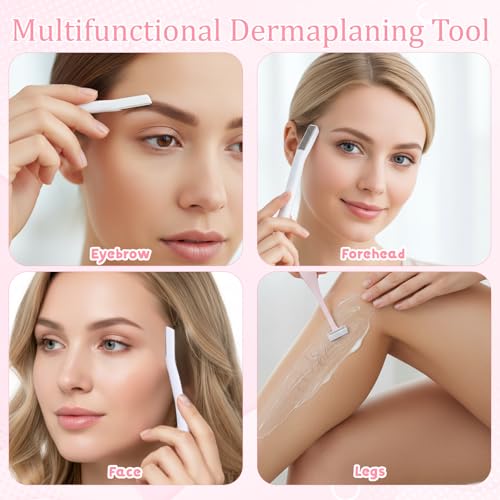 Dermaplane Razors for Face 6pcs - Stainless Steel Eyebrow & Peach Fuzz Removal