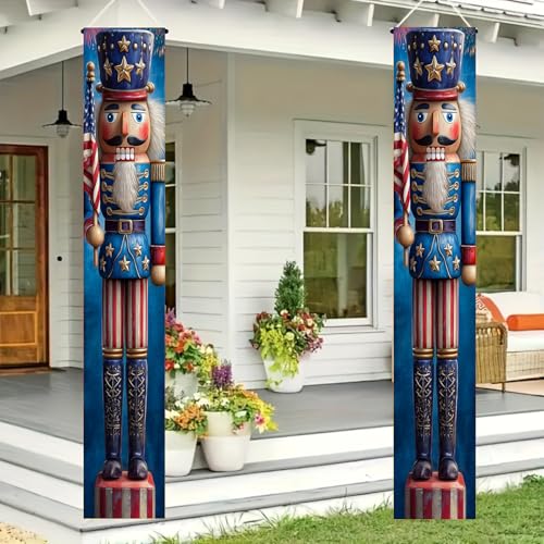 BlissYard Patriotic Nutcracker Door Banner 12x72 Inch Independence Day Porch Decor