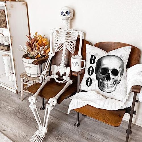 PANDICORN Black Halloween Pillow Covers 16x16, Set of 4 - Skull & Crow Designs