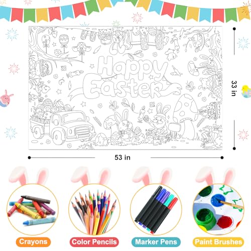 Giant Easter Coloring Poster & Tablecloth - 53x33 Inch Fun