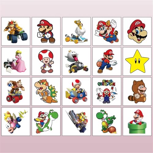 Super Mario Temporary Tattoos for Kids 20 Pcs Waterproof Party Favors