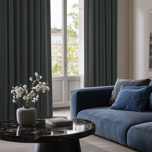 Deconovo Dark Grey Blackout Curtain Panel, 52x63 Inch Grommet