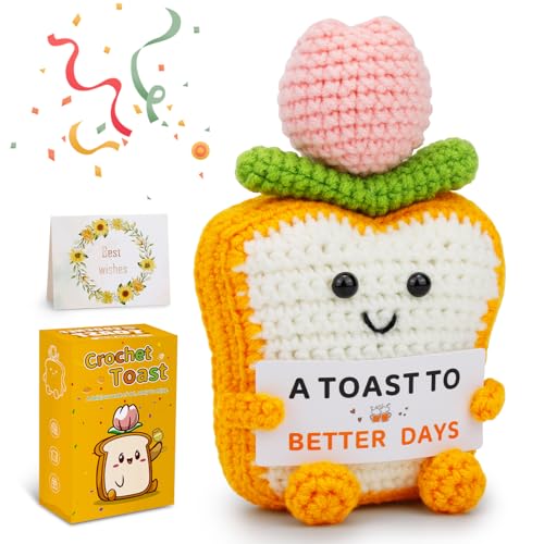 Handmade Crochet Toast with Uplifting Card | Emotional Support Gift