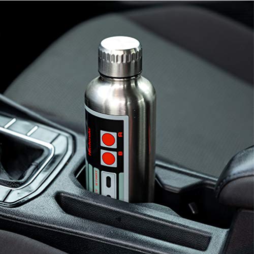 Paladone NES 500ml Stainless Steel Metal Water Bottle, Silver