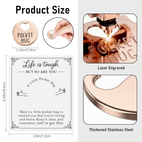 Rose Gold Cancer Care Pocket Hug Gift Card for Women - Inspirational Support Keepsake
