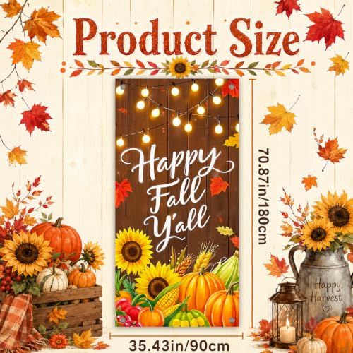BlissYard Fall Door Cover Thanksgiving Pumpkin Sunflower 35x71 Inch