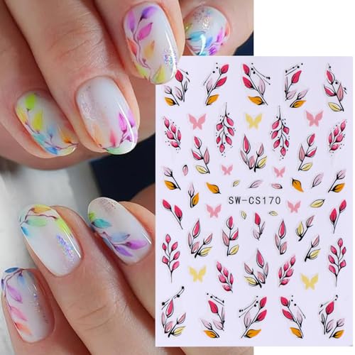 Cartoon Fox & Autumn Leaf 3D Nail Art Stickers Fall Decals