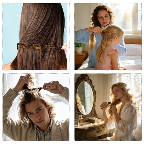 4Pcs Tortoiseshell Rat Tail Hair Comb Set - Anti-Static Styling Tools