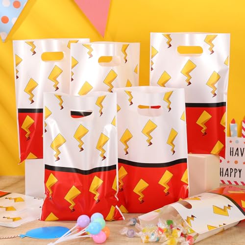 50 Pcs Cartoon Birthday Gift Bags - Red & White Party Favor