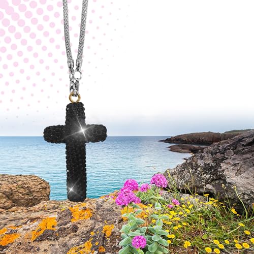 Crystal Cross Car Rearview Mirror Pendant - Faith Decoration