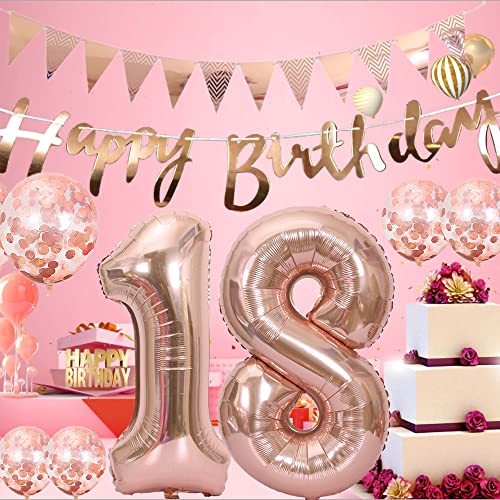 Rose Gold 24th Birthday Decoration Kit with Balloons & Banner