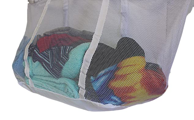 Large Soft Nylon Mesh Laundry Basket - Collapsible Hamper with Carry Handles