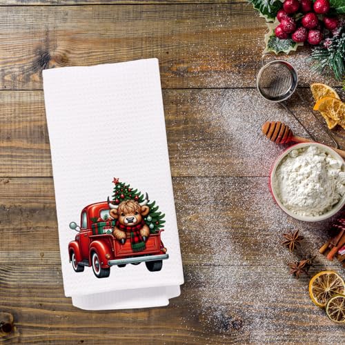 BitKan Redcow Cow Christmas Hand Towels - Kitchen & Bathroom Decor, 16x24 inches