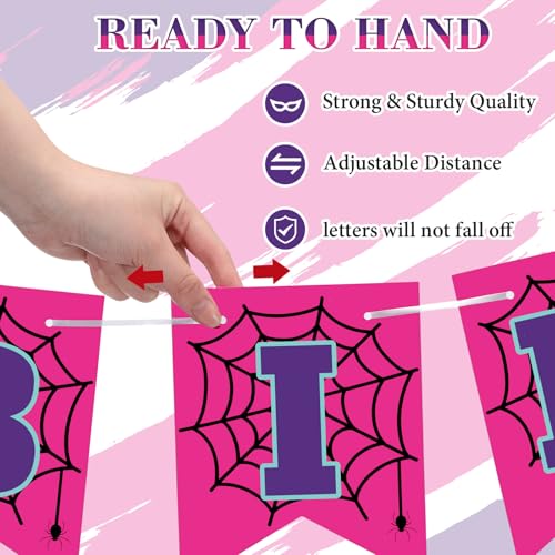 Spider Themed Happy Birthday Banner - Pre Strung Decoration