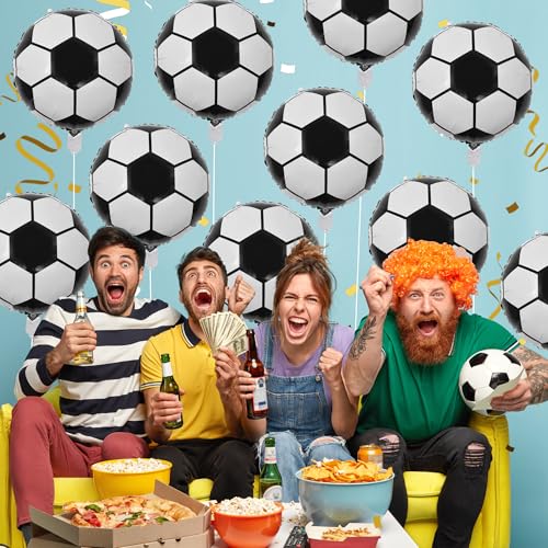 12PCS Soccer Balloons - 18 Inch Foil Balloons for Party Decor