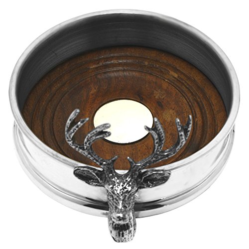 Deer Stag Head Pewter Wine Bottle Coaster Handmade in Sheffield