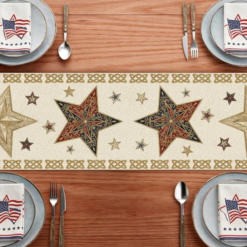 Patriotic Table Runner 13x71 Inch for Independence Day & Party Decor