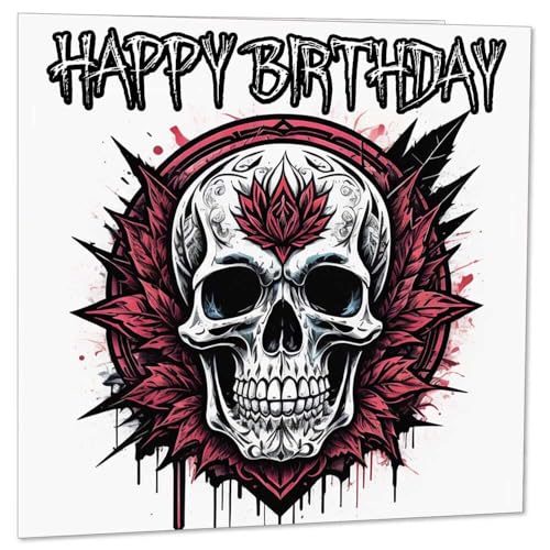 Purple Fox Gothic Skull Birthday Card | Rock Metal Design 145mm